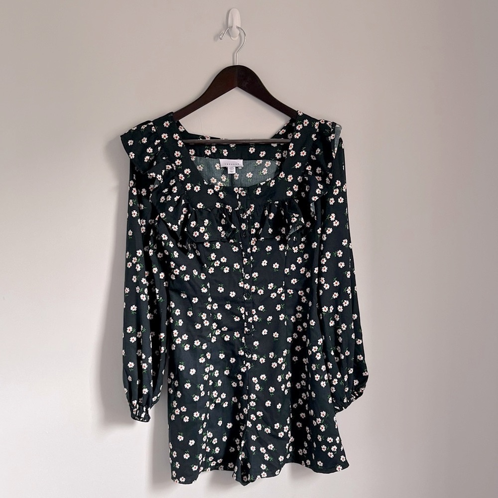 🆕NEW Topshop Emerald Long-sleeve Floral Romper